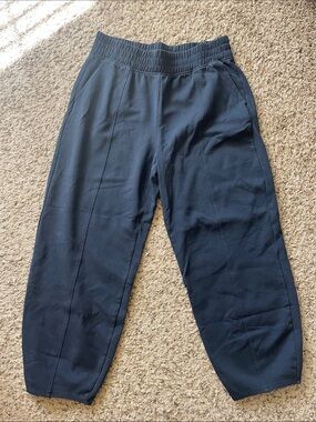 Navy Elastic Waist Barrel Leg Pants